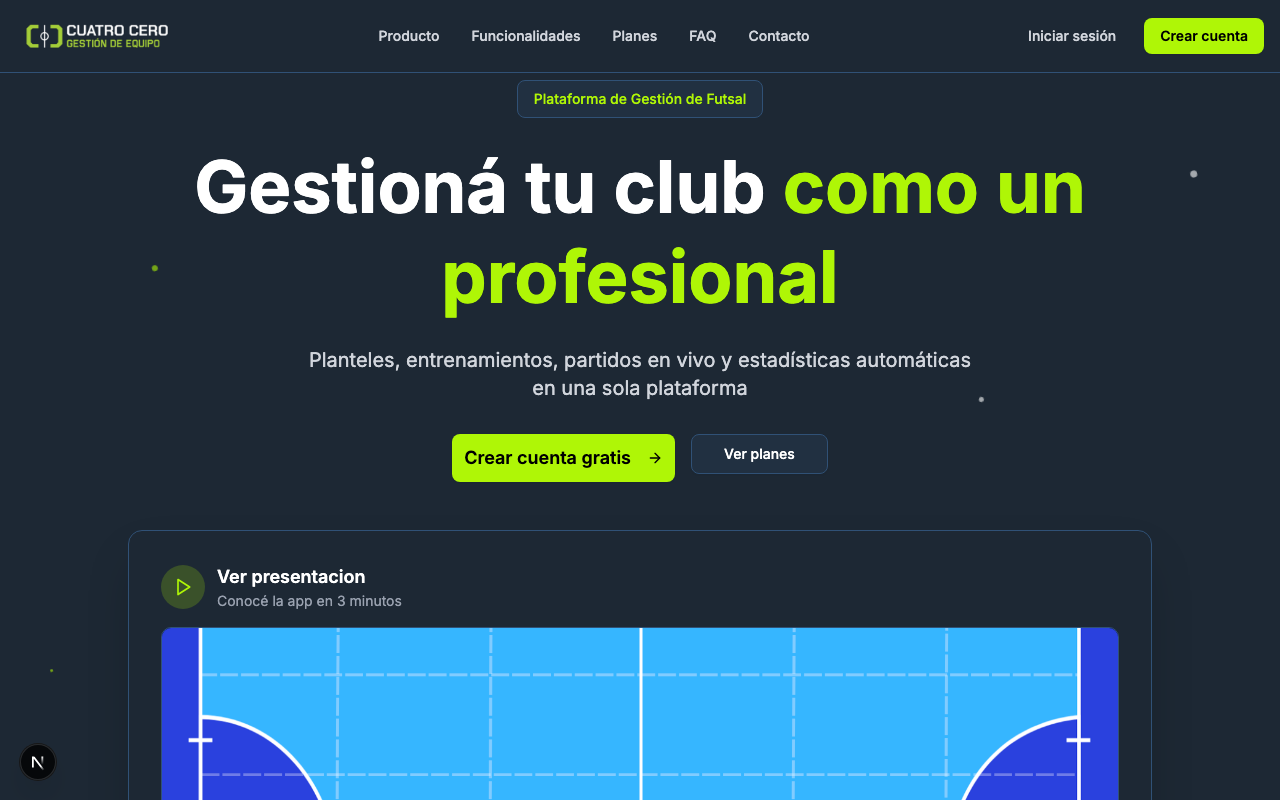 CuatroCero Gestión — Clubes de futsal