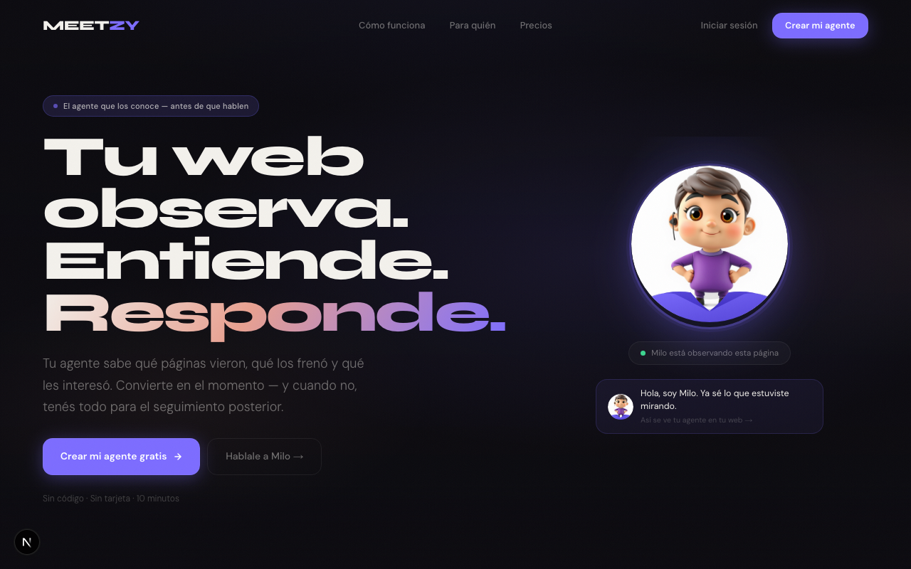 Meetzy — Asistente de IA para sitios web
