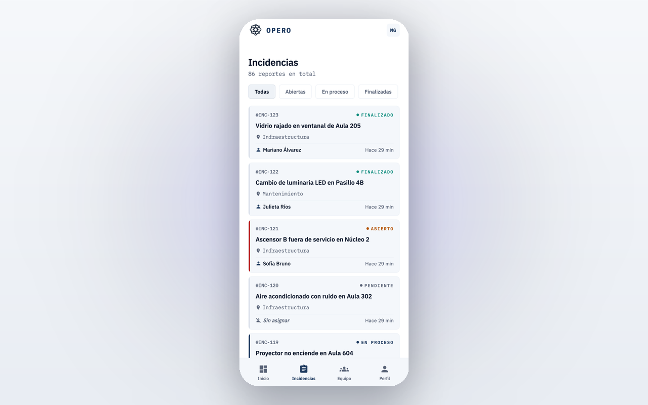 OPERO — Reporte de incidencias por QR